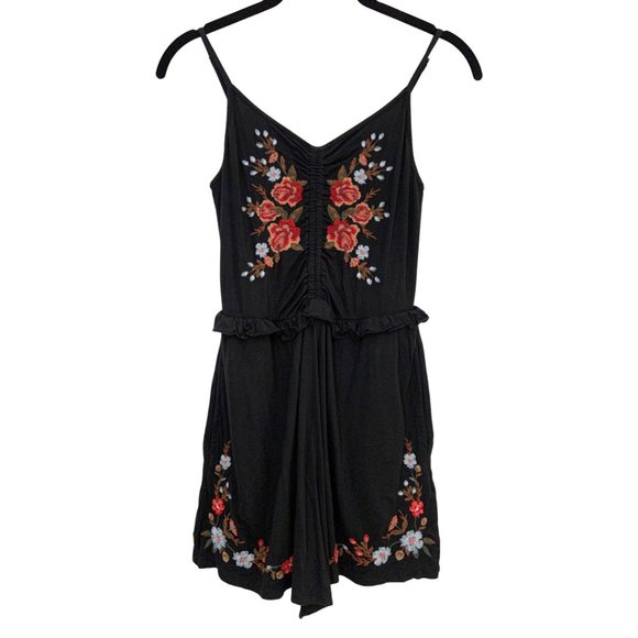 American Eagle Outfitters Pants - V-Neck Sleeveless Floral Embroidered Romper w/ Cinched Waist